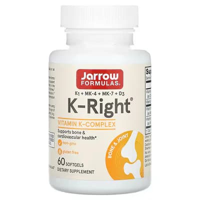 Jarrow Formulas K-Right – Vitamin K1 + K2 (MK-4, MK-7) + Vitamin D3