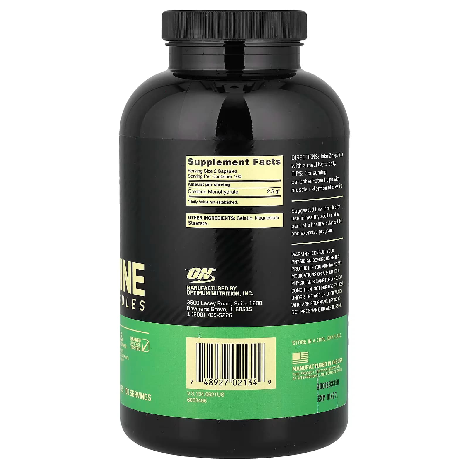 Optimum Nutrition Micronized Creatine Capsules 100 Capsules in Pakistan at Well Mart
