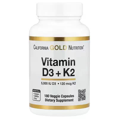 California Gold Nutrition Vitamin D3 + K2 180 Capsules in Pakistan at Well Mart
