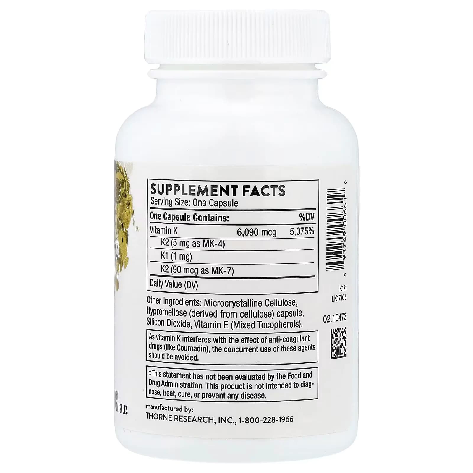 Thorne Vitamin K 60 Capsules Price In Pakistan - Well Mart