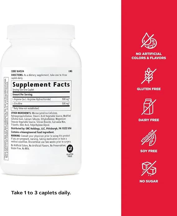 Gnc L-arginine & L-citrulline 500mg In Pakistan, Vessels