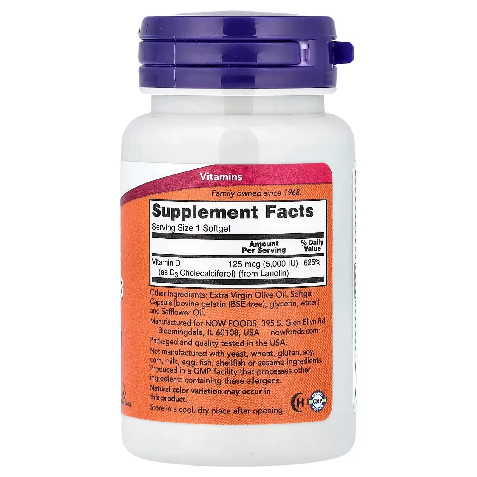 NOW Foods Vitamin D-3 High Potency 5000 IU 30 Softgels | Buy in Pakistan