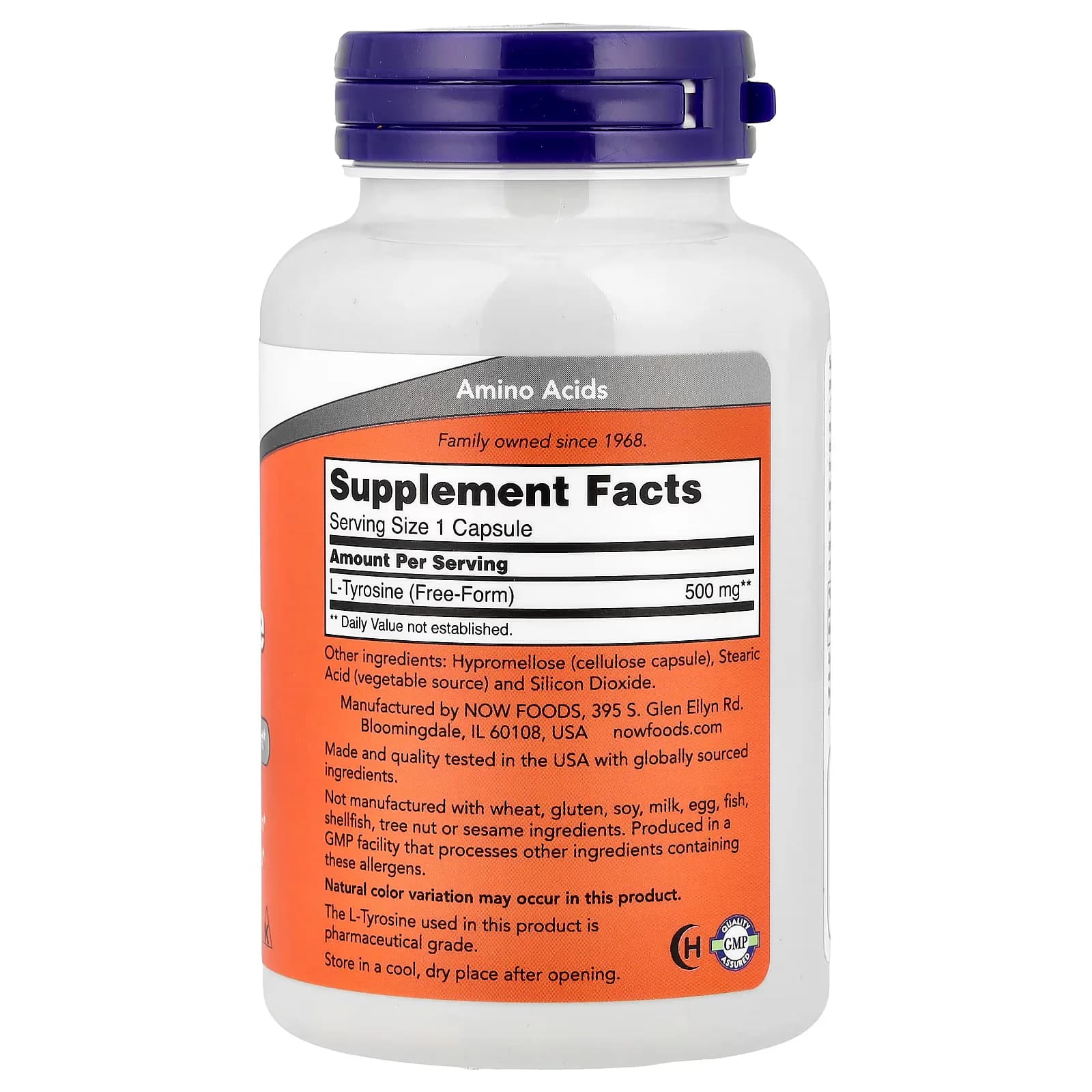 NOW Foods L-Tyrosine 500mg capsules | Buy in Pakistan