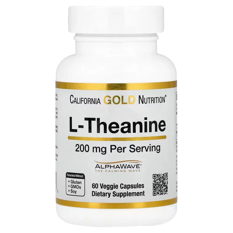 Buy California Gold Nutrition L-Theanine 200 mg AlphaWave 60 Capsules in Pakistan at Well Mart