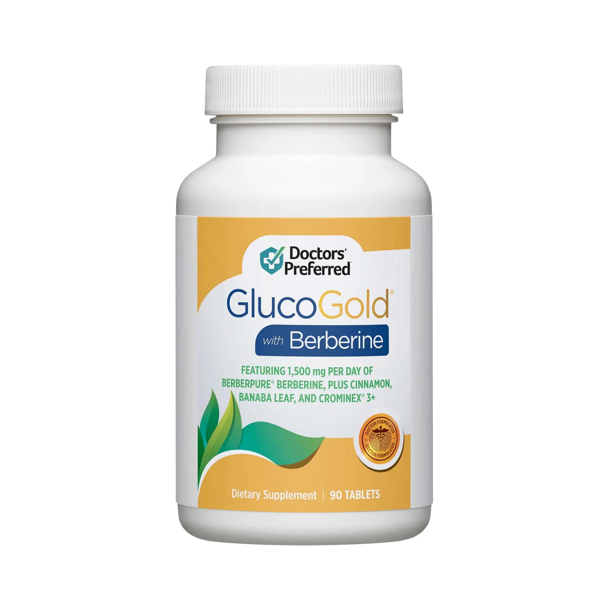DOCTORS' PREFERRED GlucoGold with Berberine, Cinnamon & Chromium 90 Tablets