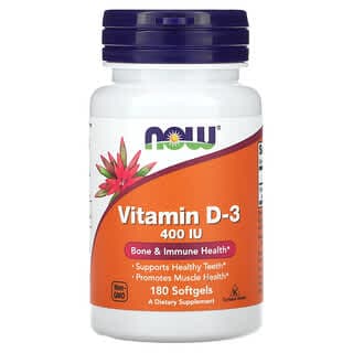 NOW Foods Vitamin D-3, 400 IU 180 Softgels