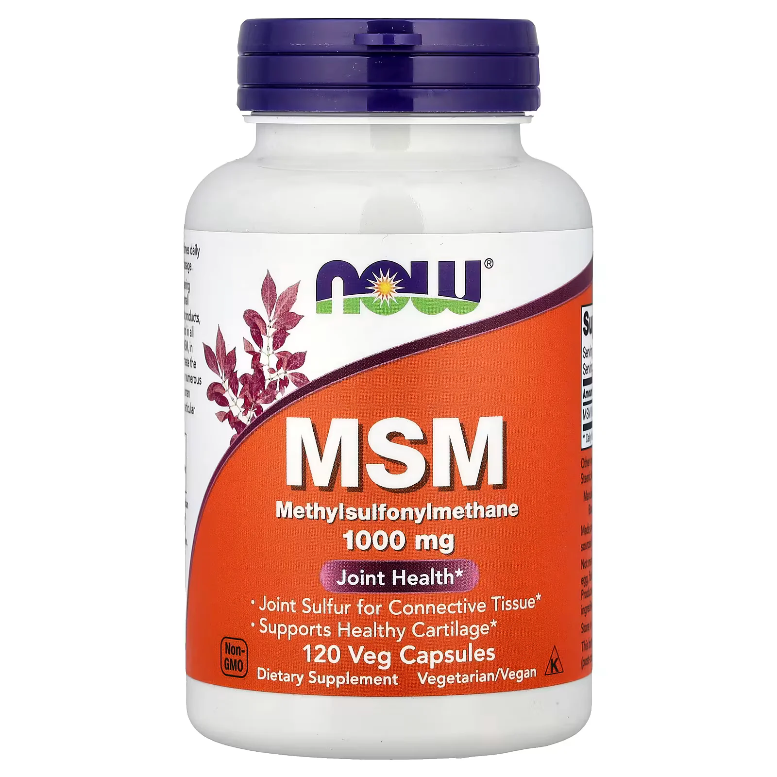 NOW Foods MSM  Methylsulfonylmethane 1000mg 120 Veg Capsules