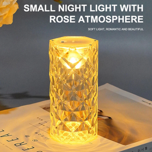 Diamond Rose Crystal Lamp
