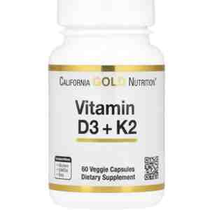 California Gold Nutrition Vitamin D3 + K2 |180 Veggie Capsules