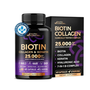 Nutra Harmony Biotin Collagen & Keratin 25000MCG Capsules