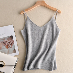 Sfeliky V-neck Cashmere Sling Wool Camisole Underwear Women