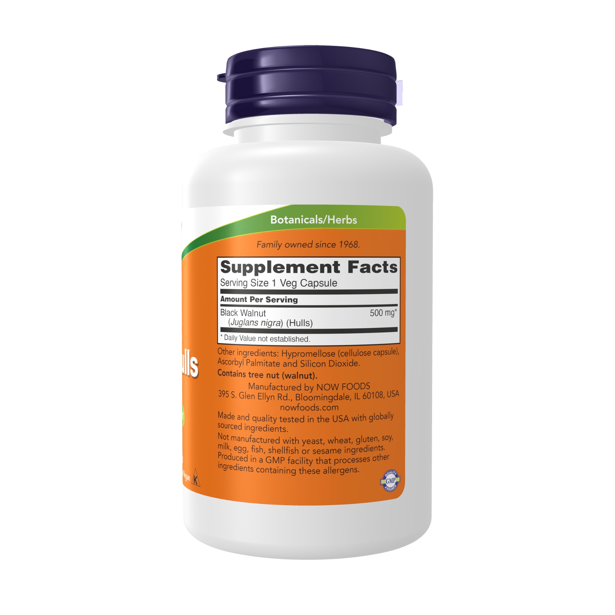 NOW Foods, Black Walnut Hulls, 500 mg, 100 Veg Capsules