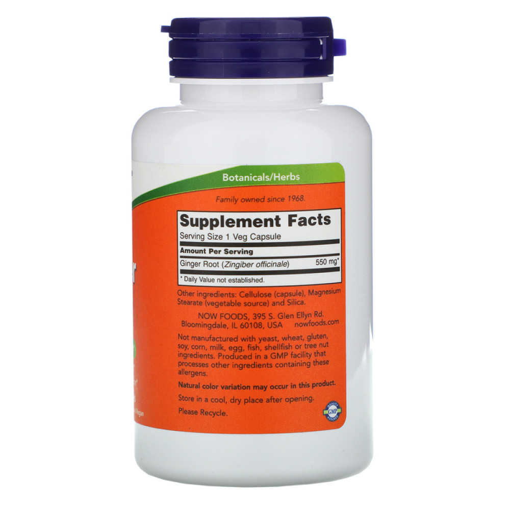 NOW Foods, Ginger Root, 550 mg, 100 Veg Capsules
