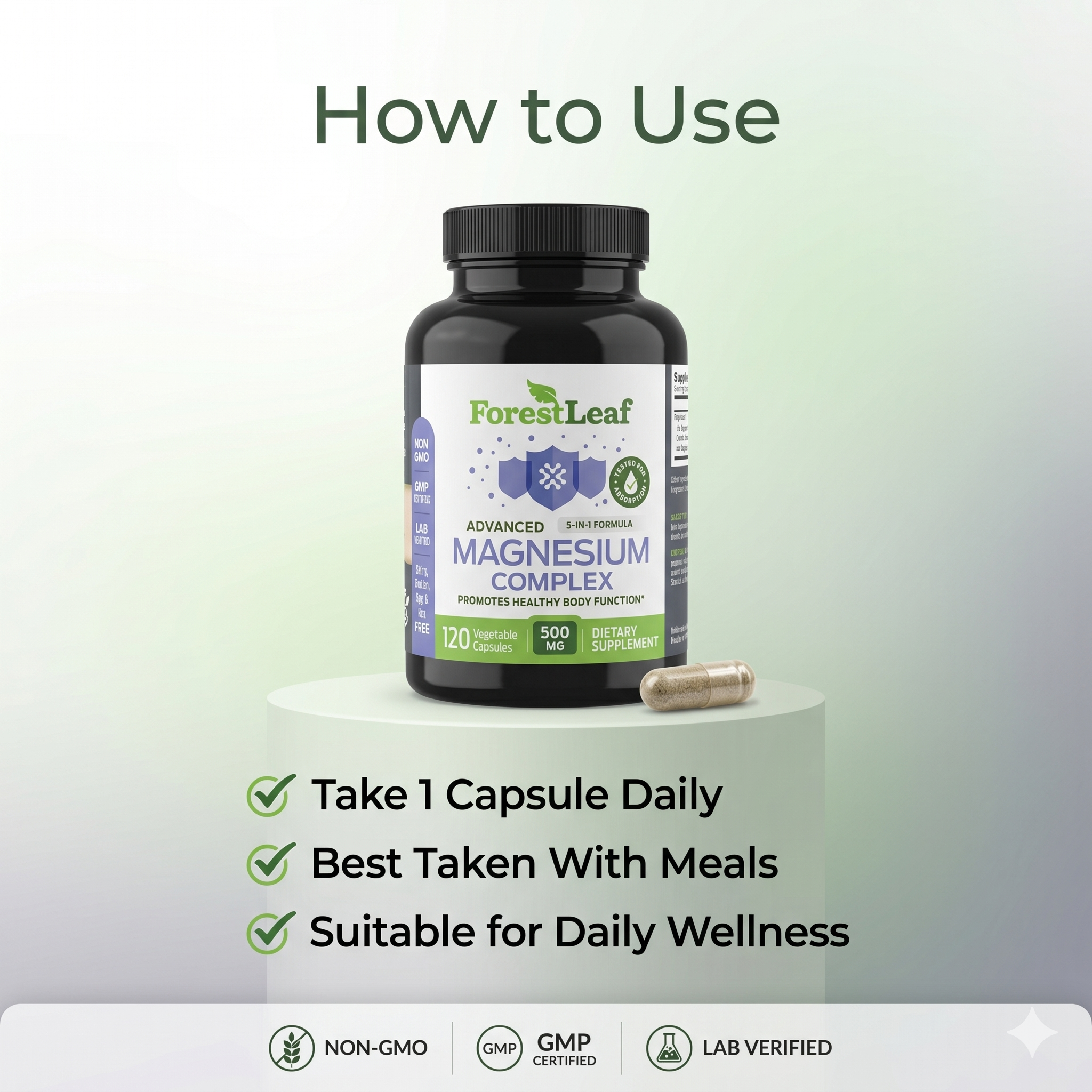Forest Leaf Magnesium Complex 500mg in Pakistan – 120 Capsules