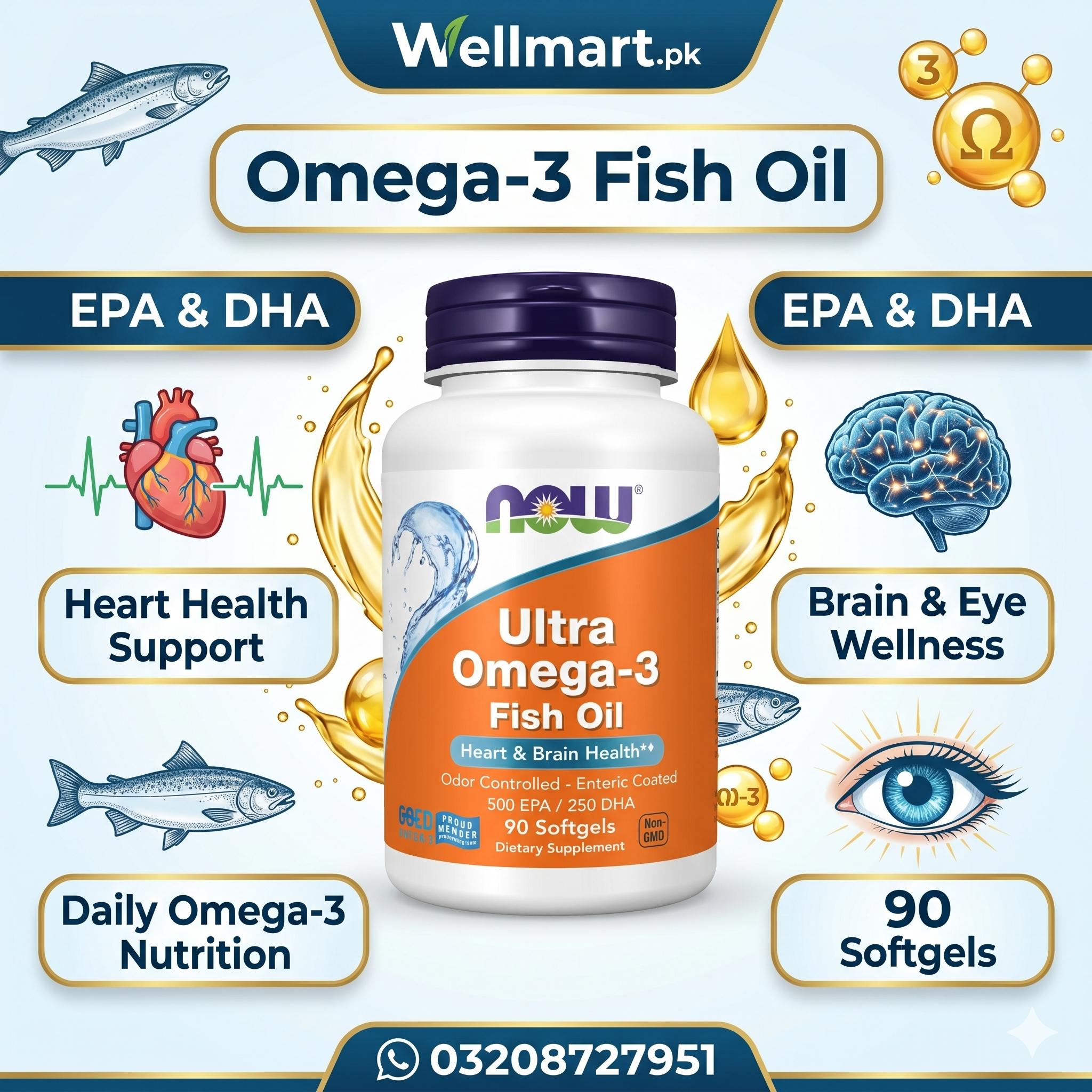 NOW Foods, Omega-3 Fish Oil, 90 Softgels