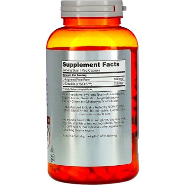 NOW Foods, Sports, Arginine & Citrulline, 240 Veg Capsules