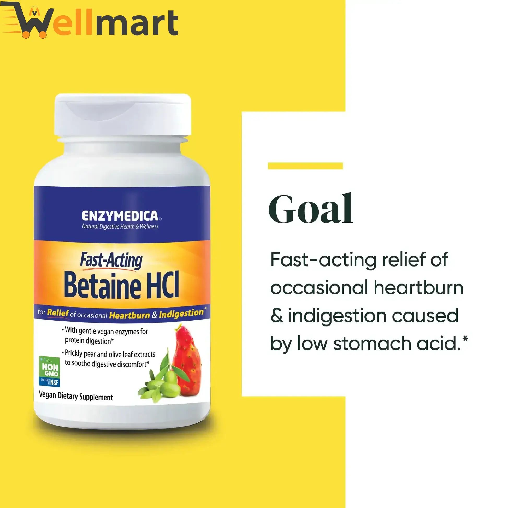 Enzymedica Fast-acting Betaine Hcl Capsules