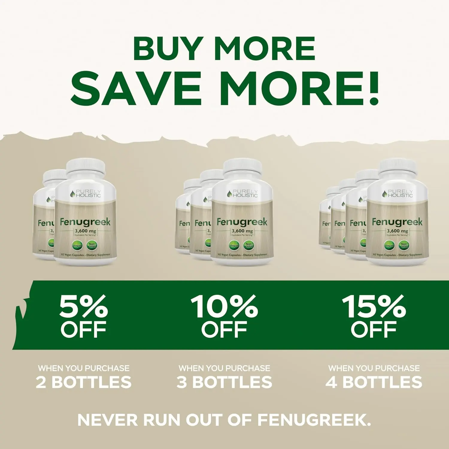 Purely HolisticFenugreek Capsules 3600mg – x10 Concentrated Extract