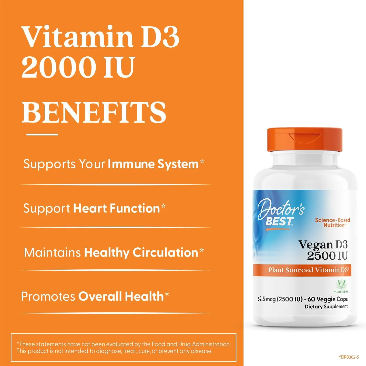 Doctor’s Best Vegan Vitamin D3 with Vitashine® D3 – 2,500 IU