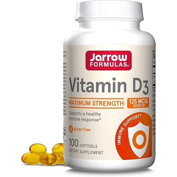 Jarrow Formulas Vitamin D3 Maximum Strength Vitamin D3 125 mcg (5000 IU)