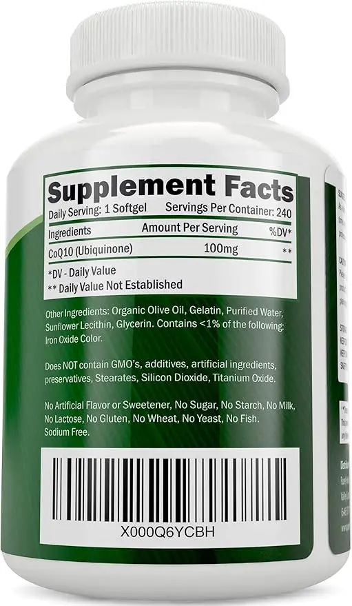 Purely Holistic CoQ10 High Potency softgels.