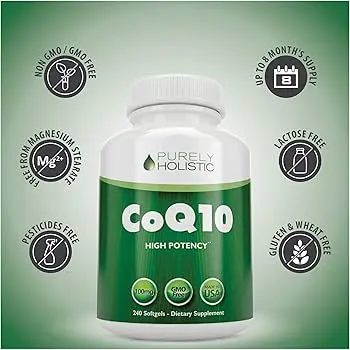 Purely Holistic CoQ10 High Potency softgels.