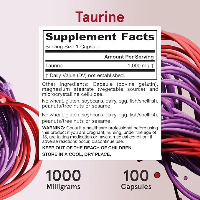 Jarrow Formulas Taurine 1000mg Capsules