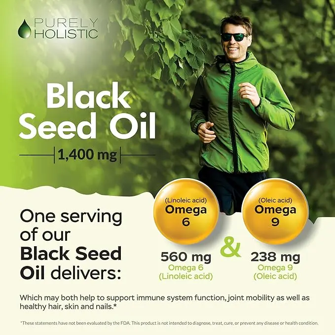 Purely Holistic Black Seed Oil 1400mg + Vitamin C 1000mg Immune