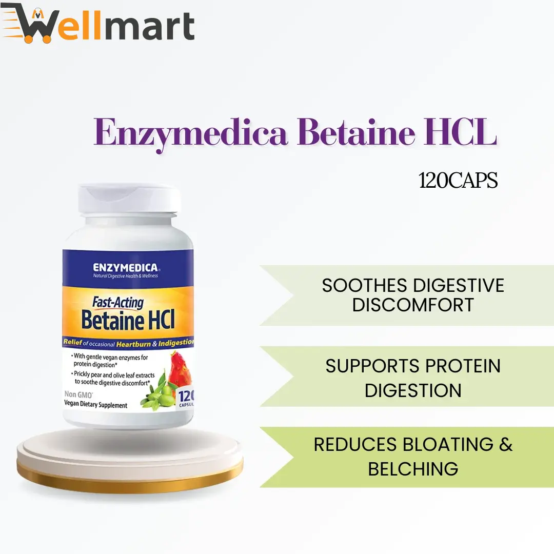 Enzymedica Fast-acting Betaine Hcl Capsules