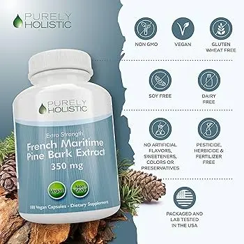 Purely Holistic French MaritimePine Bark Extract 350mg (95% OPC)