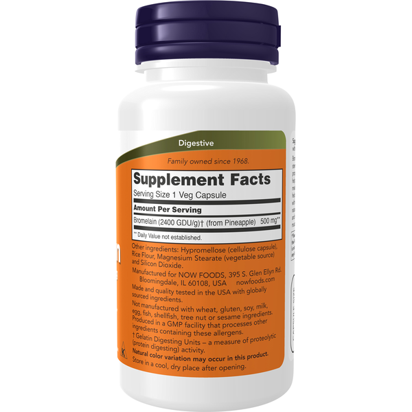 NOW Foods, Bromelain, 500 mg (2,400 GDU/g), 120 Veg Capsules