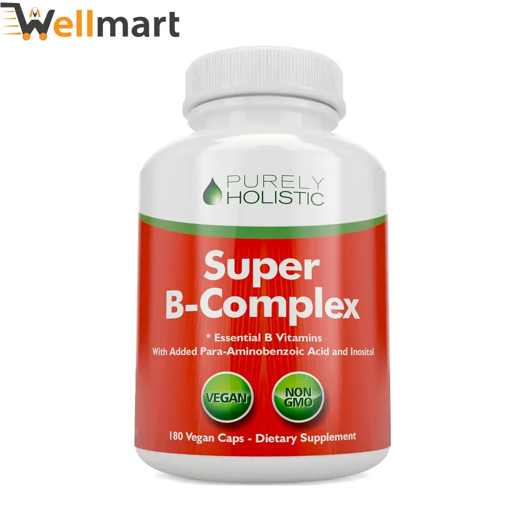Purely Holistic Vitamin B Complex B100 8 Super B Vitamins Capsules