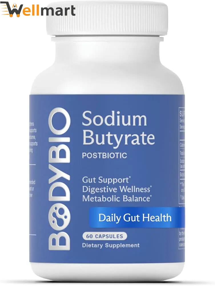 BODYBIO Sodium Butyrate – 100 Capsules