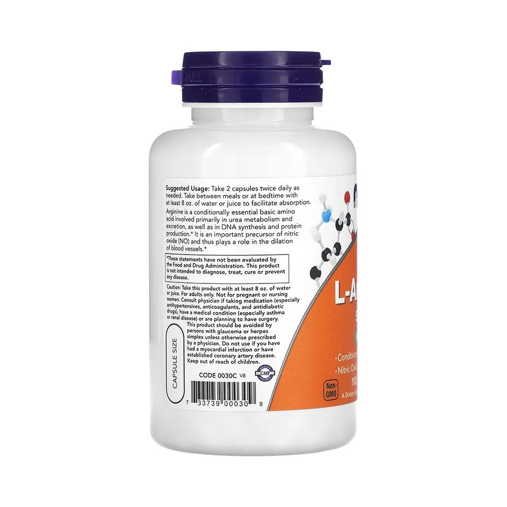 NOW Foods, L-Arginine, 500 mg, 250 Veg Capsules