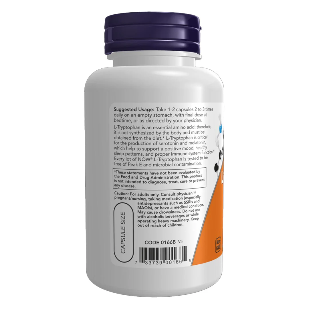 NOW Foods, L-Tryptophan, 500 mg, 60 Veg Capsules