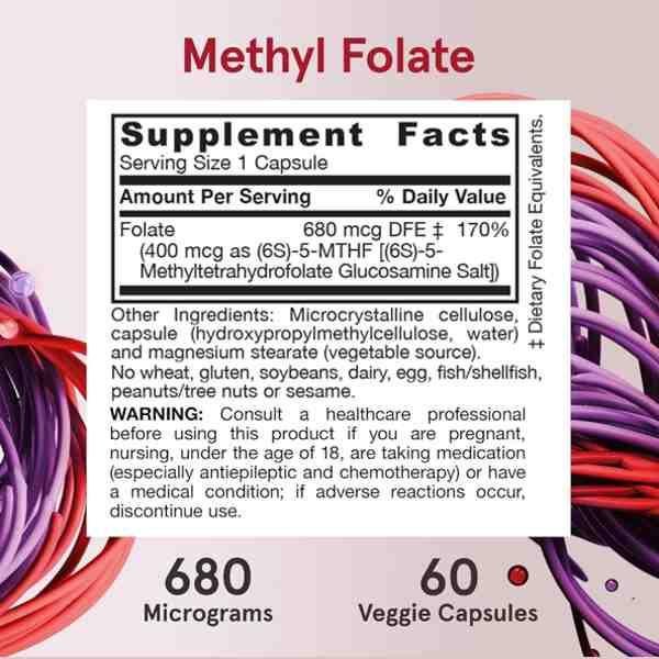 Jarrow Formulas – Vegan Methyl Folate 400 mcg 60 Capsules