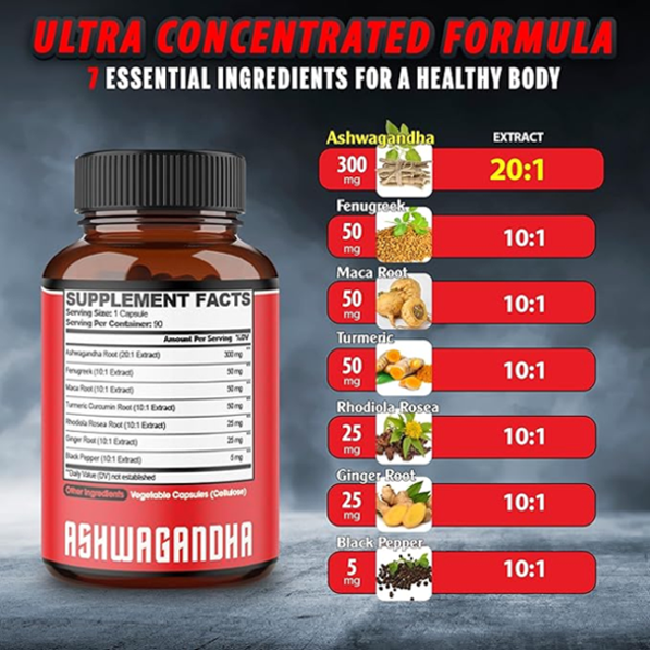 Agobi Ashwagandha Fenugreek, Turmeric Root Capsules