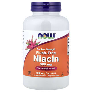 NOW Foods, Flush-Free Niacin, 500 mg, 180 Veg Capsules