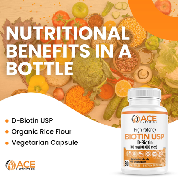 Ace Nutrition High Potency Biotin Usp 100mg Capsules