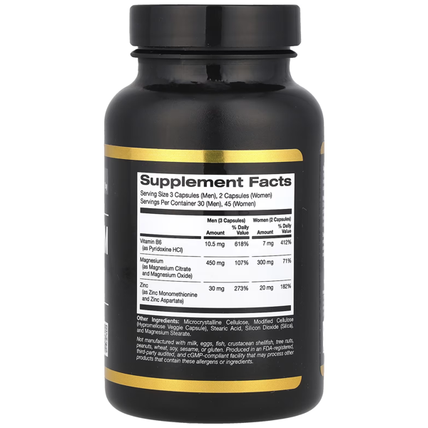 California Gold Nutrition Zinc, Magnesium & Vitamin B6 Capsuels