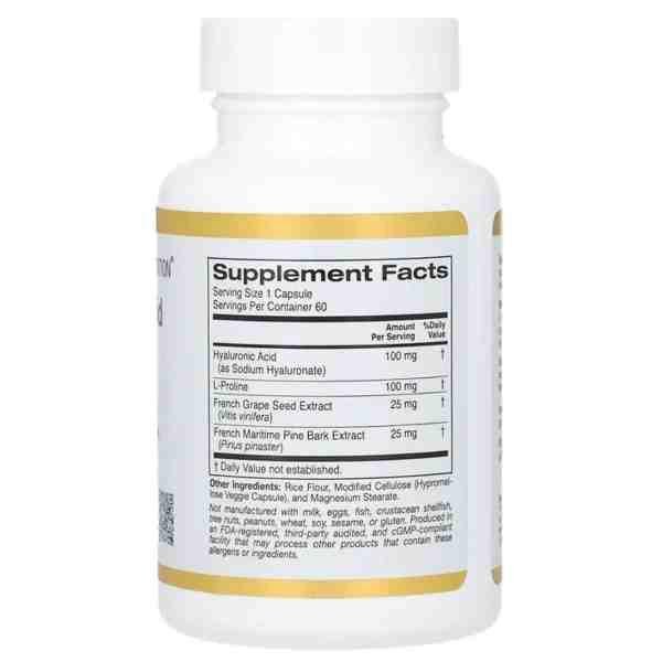 California Gold Nutrition – Hyaluronic Acid Complex 100 mg | 60 Capsules