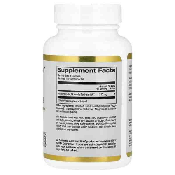 California Gold Nutrition – Nicotinamide Riboside Tartrate 250mg | 60 Capsules