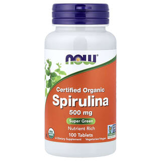 NOW Foods, Certified Organic Spirulina, 500 mg, 100 Tablets