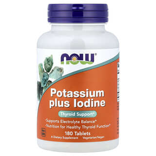 NOW Foods, Potassium Plus Iodine, 180 Tablets