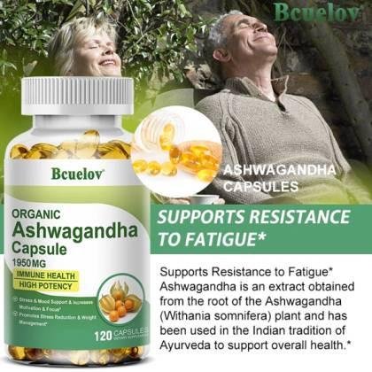 Bcuelov Organic Ashwagandha Capsules 1950mg