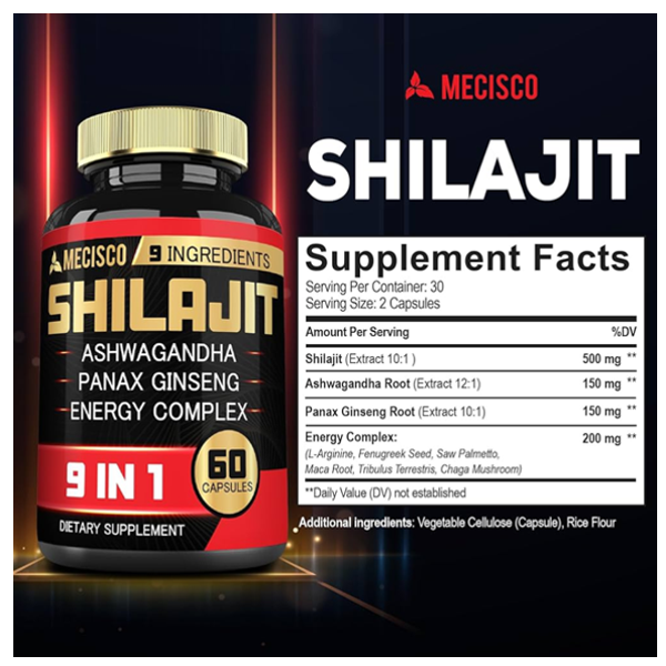 Mecisco Shilajit Ashwagandha 1000 Mg Capsules