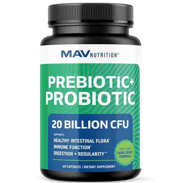 MAV Nutrition Prebiotic + Probiotic | 20 Billion CFU | 60 Capsules