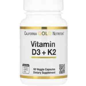 California Gold Nutrition Vitamin D3 + K2 |180 Veggie Capsules