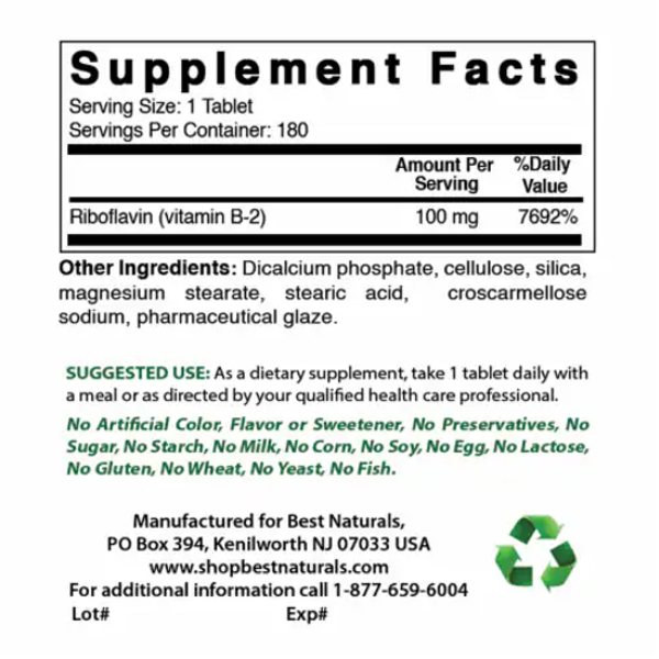 Best Naturals Vitamin B2 Capsules