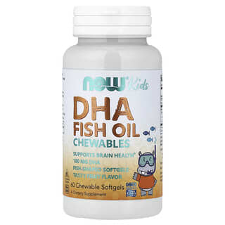 NOW Foods, Kid's DHA Fish Oil Chewables, Tasty Fruit, 60 Chewable Softgels